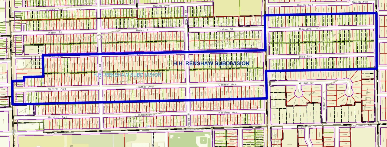 H.H. Renshaw Subdivision plat map as of 2014